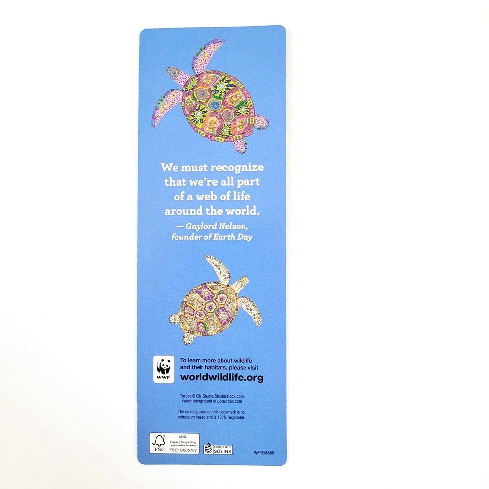 Vintage Y2K mosaic Sea turtles Bookmark Earth Day, WWF World Wildlife, WFRE45685